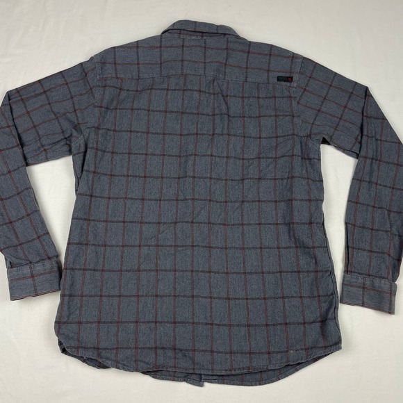Mountain Hardwear Mens Gray Orange Grid Flannel Button Down Shirt Large L/G - Picture 6 of 7
